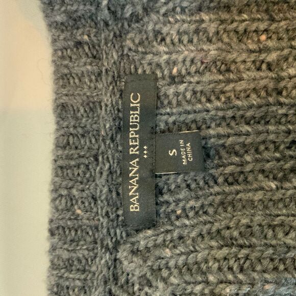 Banana Republic Grey Full-Zip Collarless Ribbed Knit Long Sleeve Sweater Size S - Picture 11 of 12